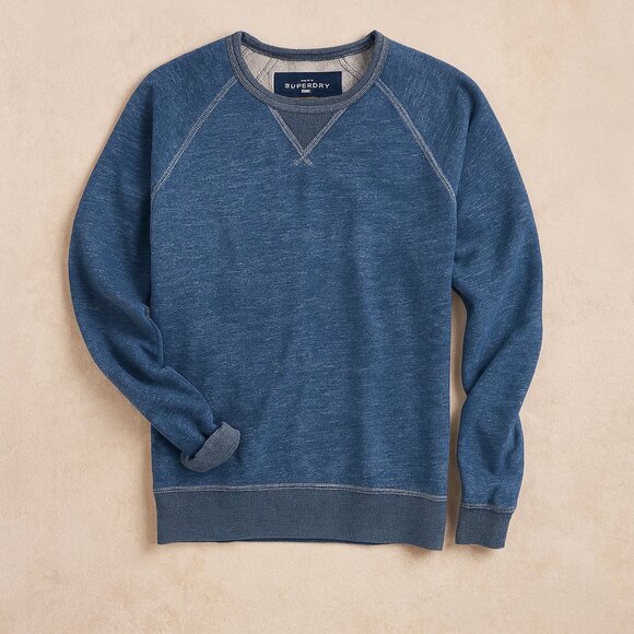 American Eagle Denim Athletic Fit Crew Neck Sweatshirt Mens Small Blue Heritage - Picture 1 of 12